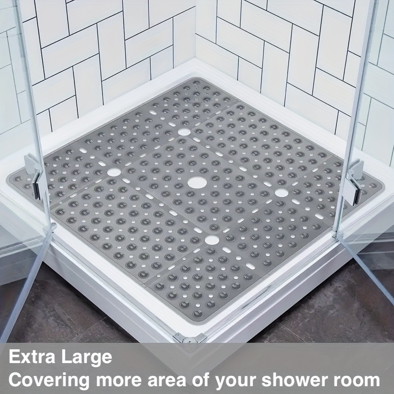 

Extra Large 27x27in Non-slip Pvc Bathroom Mat With Suction Cups, Soft Comfortable Shower Floor Mat, Water Insulation, Anti-mold Safety Mat For Home, Hotel, And Kitchen