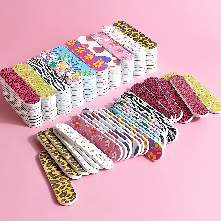 TEMU 100pcs Nail Files Double Sided Boards Mini Fingernail Files Colorful Manicure Pedicure Toolsold Byaislingds