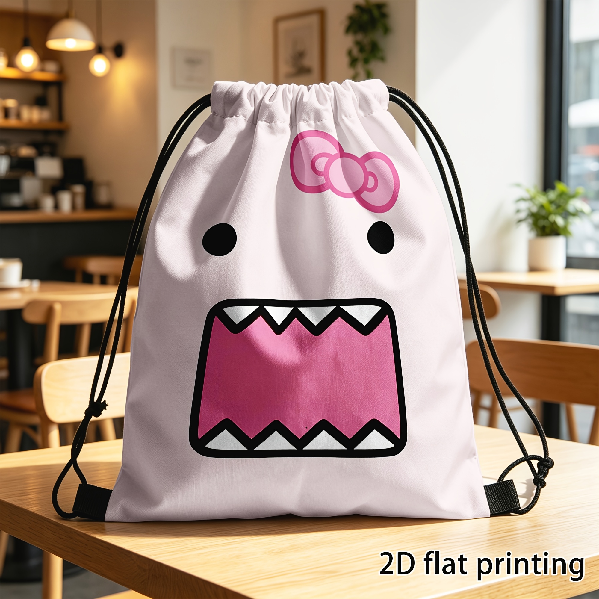TEMU Double-sided Printing, Drawstring Bag, Sports Fitness Bag, Backpack, Brand Pink Drawstring Fitness Bag, Unisex Suitable For Daily Storage,