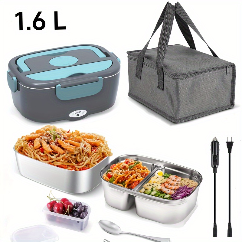 

Electric Lunch Box 80w Food Heater For Adults, 12/24/110v Upgraded Portable Heated Lunch Box With 1.6l/304 Stainless Steel Container , For Work/men/car/truck/camping