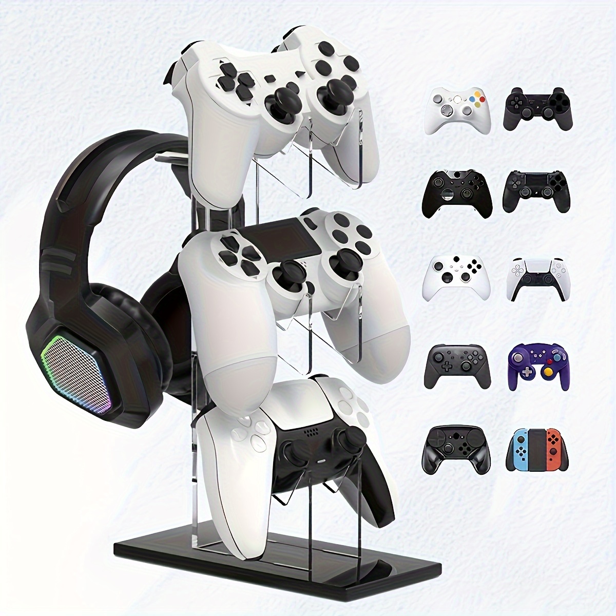 

Acrylic 3-layer Universal Gaming Controller Stand With Headphone Holder For Ps5 Ps4 Nintendo Switch - Durable Game Accessory Organizer Without Battery