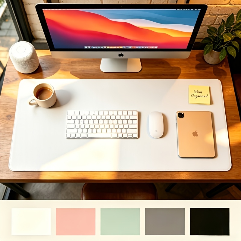 TEMU Artificial Leather Keyboard And Mouse Pad, Suitable For Gaming And Office Use, Non-slip Soft Desk Mat, Home Computer Desktop Protector