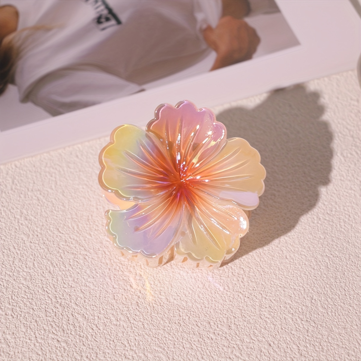 Scrunchy Fleur Rose Lacé Avec Perles Dorées - Unique Et Mignon, NEUF Sans étiquette