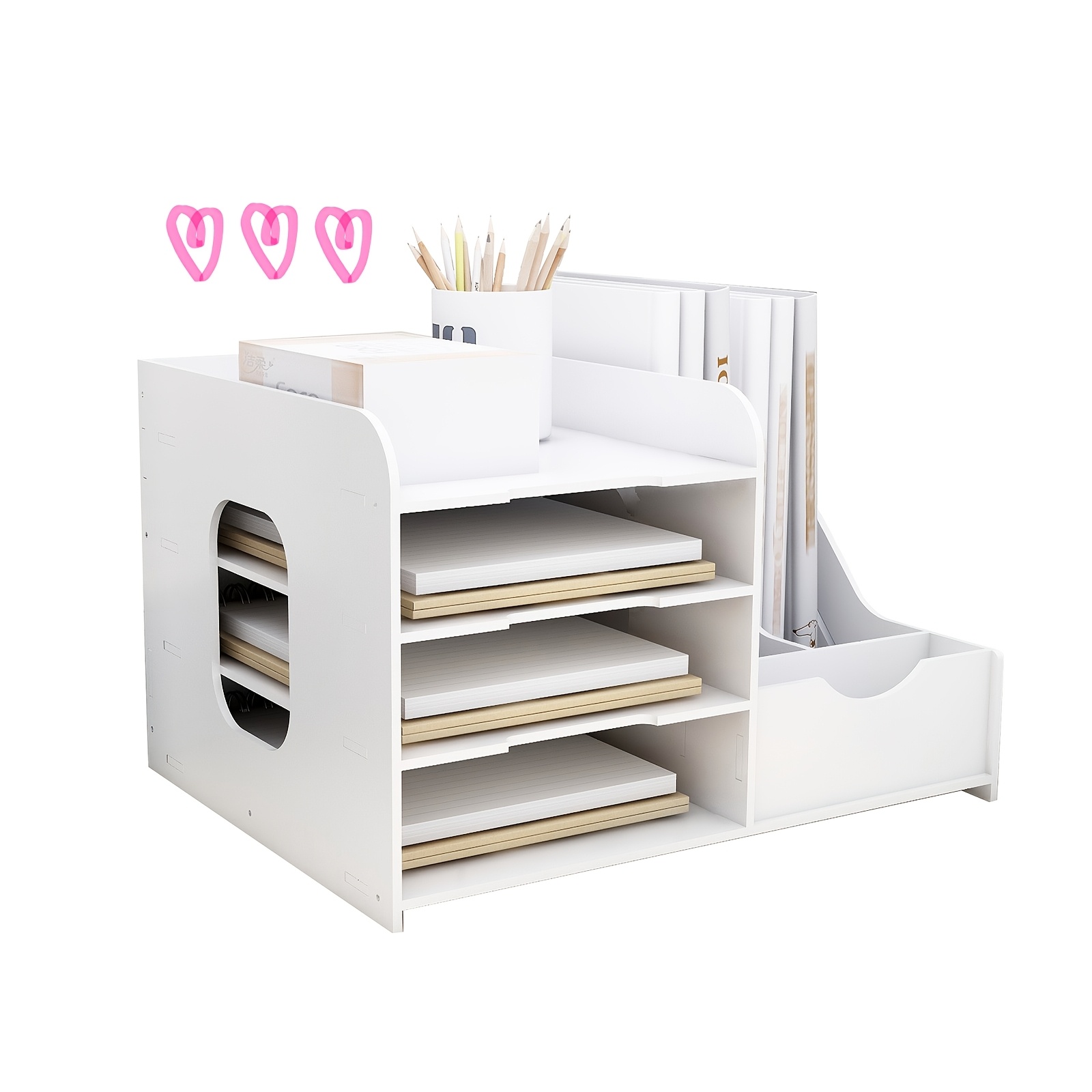 E-shop Ein multifunktionales Aktenregal, ein Schreibtisch-Organizer für Dokumente, ein Büro-Aufbewahrungsregal mit Bücherregal, ein Brief- und