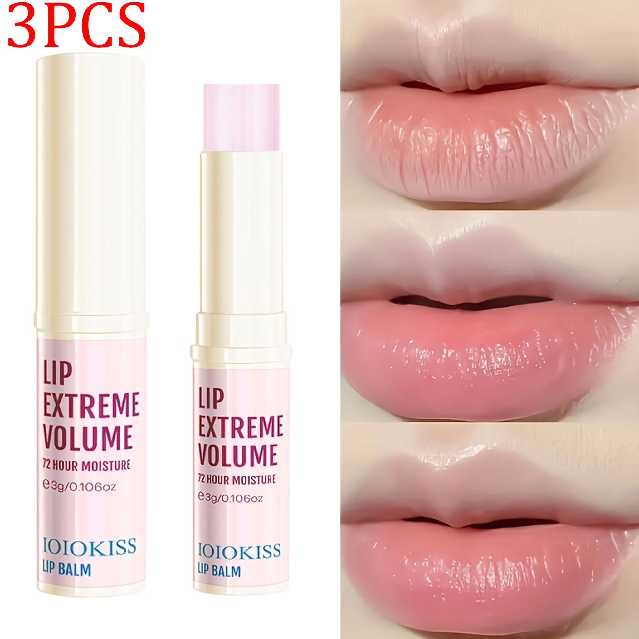 3pcs Water Ice Instant Volumizing & Plumping - Long-lasting Glossy High-shine Liquid Lip Balm With, For Fuller Lips, Suitable For All Light Beige Types & Sensitive Lips, Volume Boosting Lip Gloss