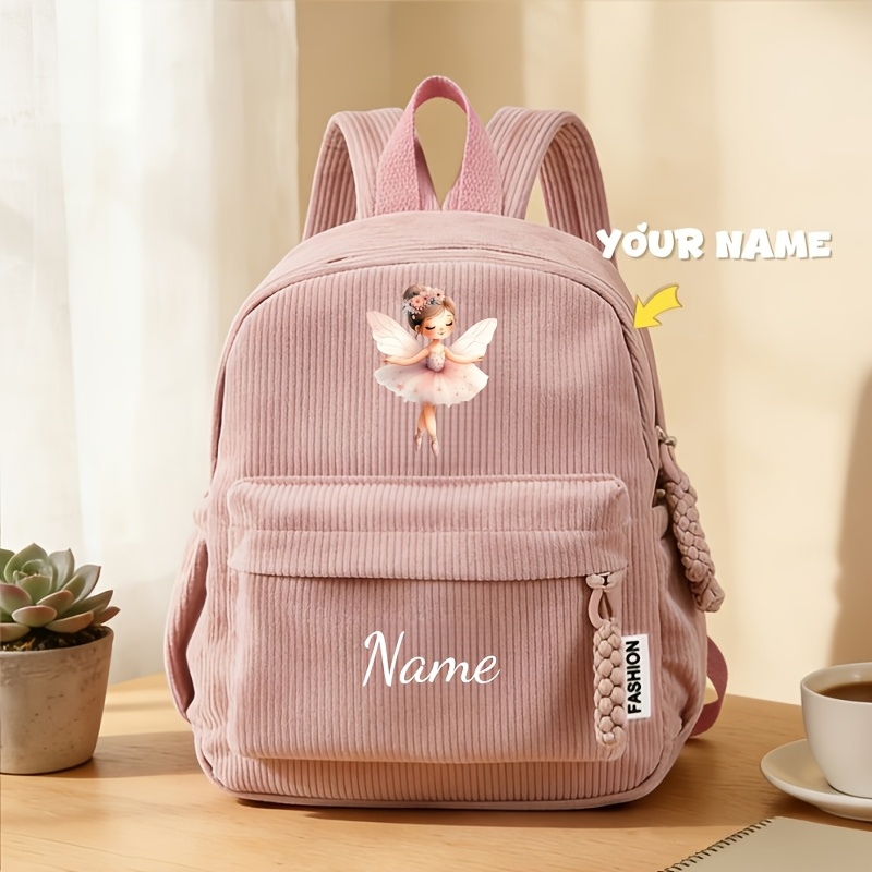 TEMU Back-to-school Personalized Fashion Women's Backpack, Customizable , Text, Or Numbers. Features 3 Ballerina Print Designs, In Pink, Green, And