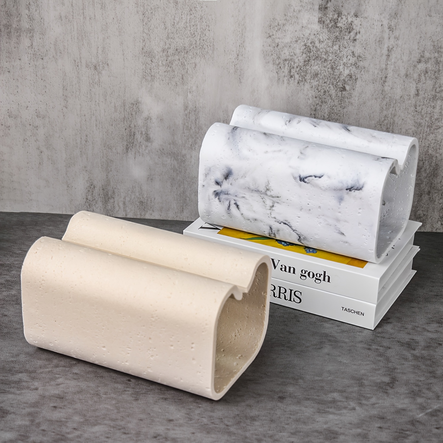 modern rectangular tissue box cover high quality resin with natural un ed texture marble look tissue holder for bathroom vanity bedroom dresser home office decor countertop organizer contemporary design premium   decorative organizer interior designers Product details 5