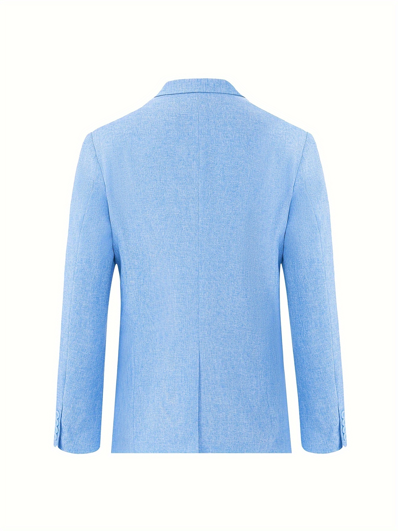 1pc Men'S Casual Business Blazer - Solid Color Polyester Work Jacket with Lapel Collar, Suit Sleeve, and Pocket Details - Non-Stretch Fabric, Regular Fit, Single Button Placket - All Seasons, Weekend Casual Wear