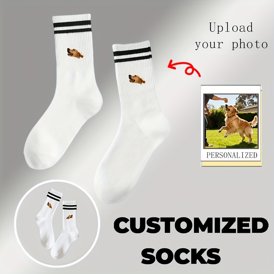 E-shop 1 Paar Personalisierte Foto-Socken für Männer – Individuelle Gesichts- & Bild- Socken für Paare, Laden Sie Ihr eigenes Bild für personalisierte