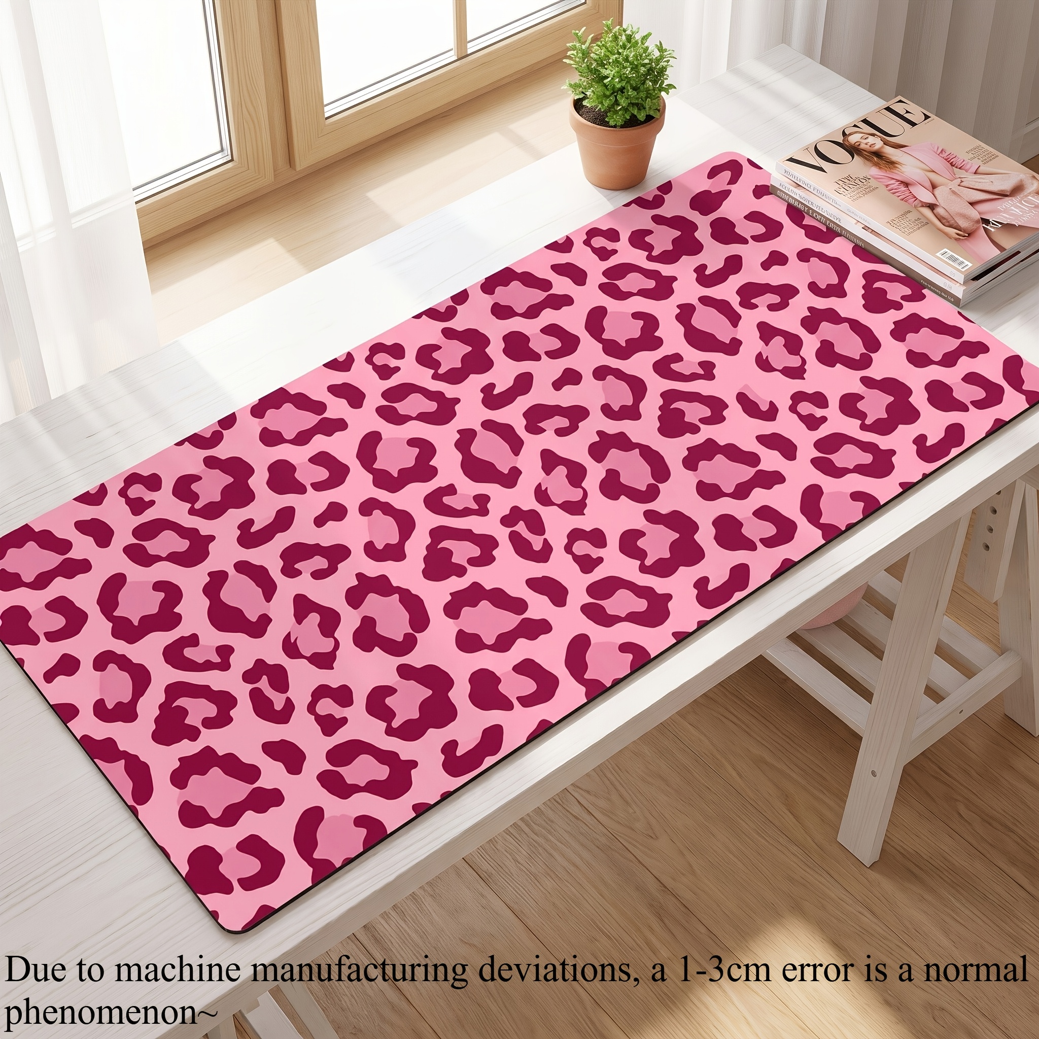 TEMU 1pc Mud Desk Mat, Leopard Print Extra Large Mouse Pad, Non-slip Durable Computer Desk Pad, Stylish Office Gaming Accessory