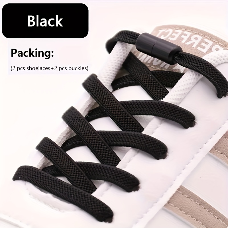 Qkc 1 Pair Of Elastic No-tie Shoelaces - Flat Solid Color, Strong Lock - /off, Fit For Sneakers And Casual Shoes
