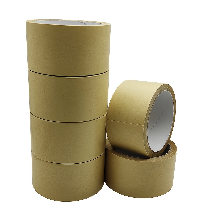 3/6 Rolls Of Paper Tape, Heavy-duty Self-adhesive Tape, 2-inch Brown Packaging Tape, Strong Adhesive Paper Packaging Tape, Rainproof Coating Tape, Used For Light Beige, Sealing