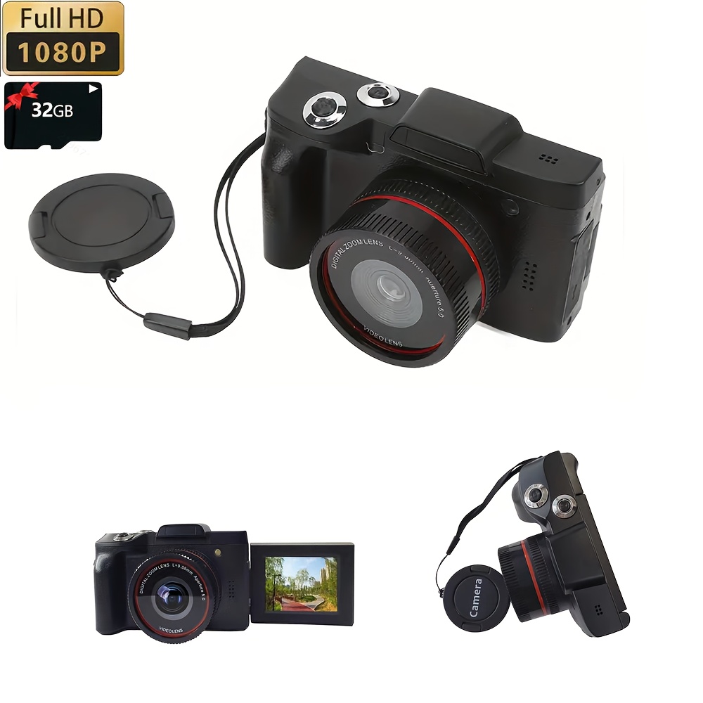 

1080p Camera With 32g Card Flip Screen With 16 And Full Lcd Screen, 16x Digital , Surprise Gift