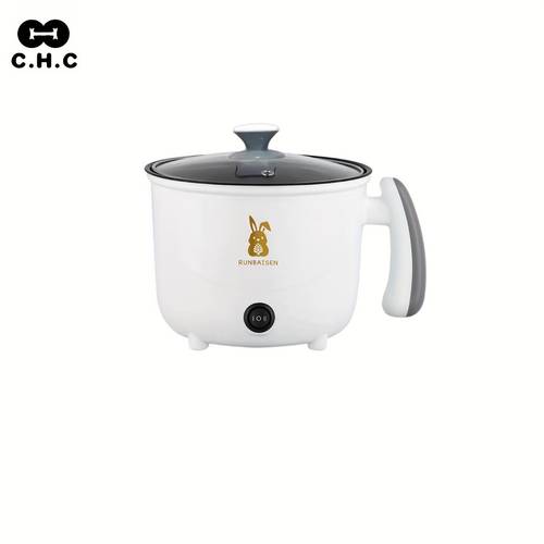 chc european standard single layer electric cooker electric frying pan 1 8l capacity multifunctional rice cooker student electric pot small rice cooker one pot dishes cooking two heat levels adjustment mechanical button easy operation for one person dining suitable for by two people non stick inner liner light smoke oil meal cleaning