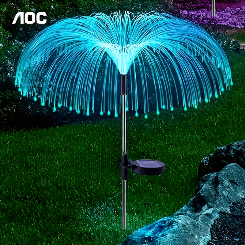 TEMU Aoc 7-color Changing Solar Jellyfish Garden Lights, Rgb Led Outdoor Pathway Lights, Decorative Stake Lights For Yard, Patio And Lawn