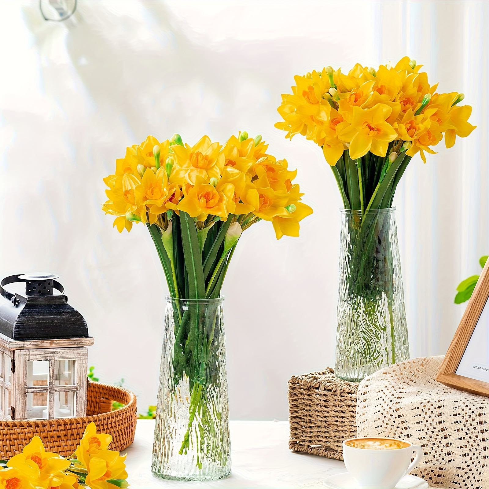 3/6 stück künstliche narzissen blumen (17.72 inches)