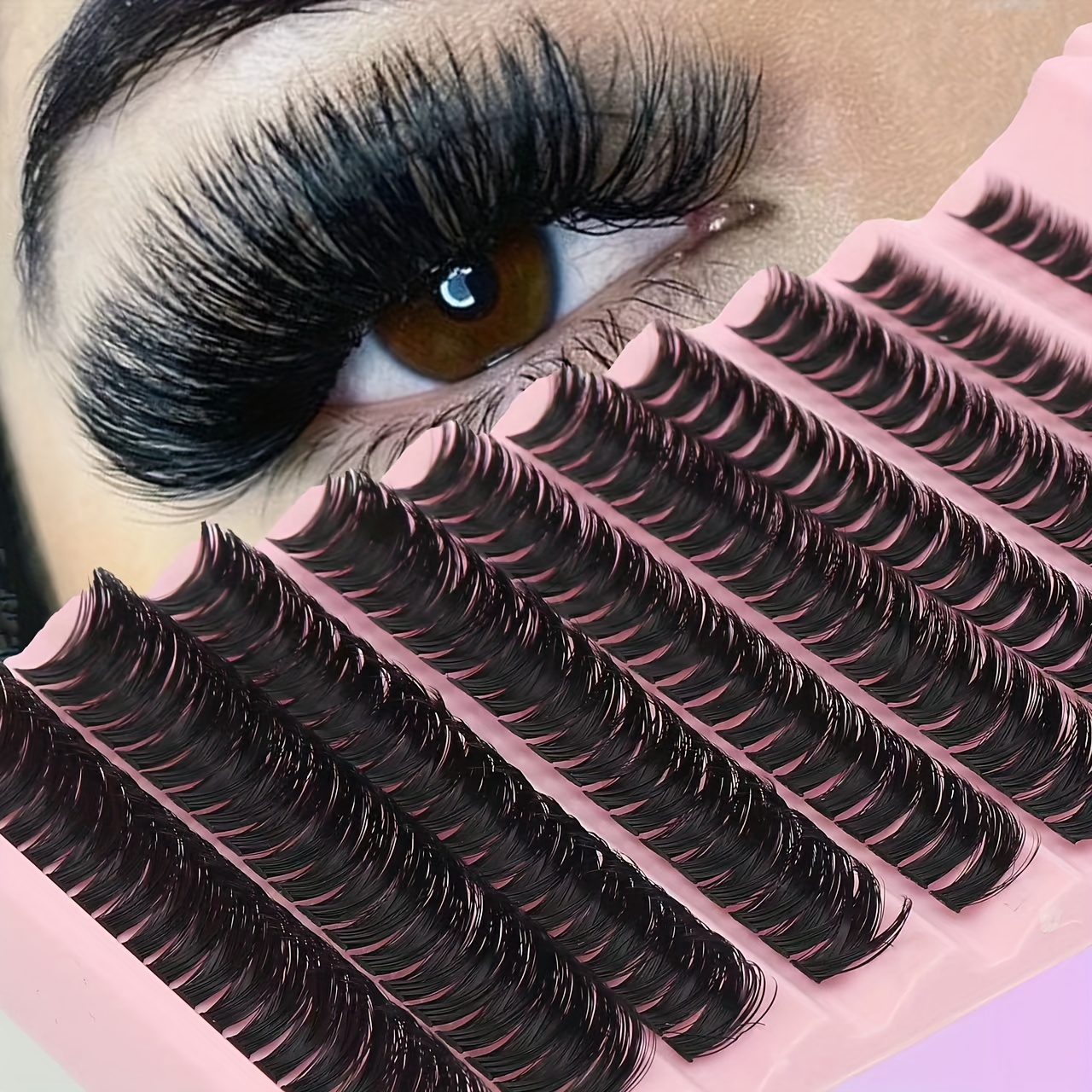 

200-piece Cluster Eyelash Extensions Kit - 80d Natural Look, Handcrafted 3d Faux Mink Lashes, Reusable & Self-adhesive, Various Lengths (10-12mm/13-15mm/16-18mm)