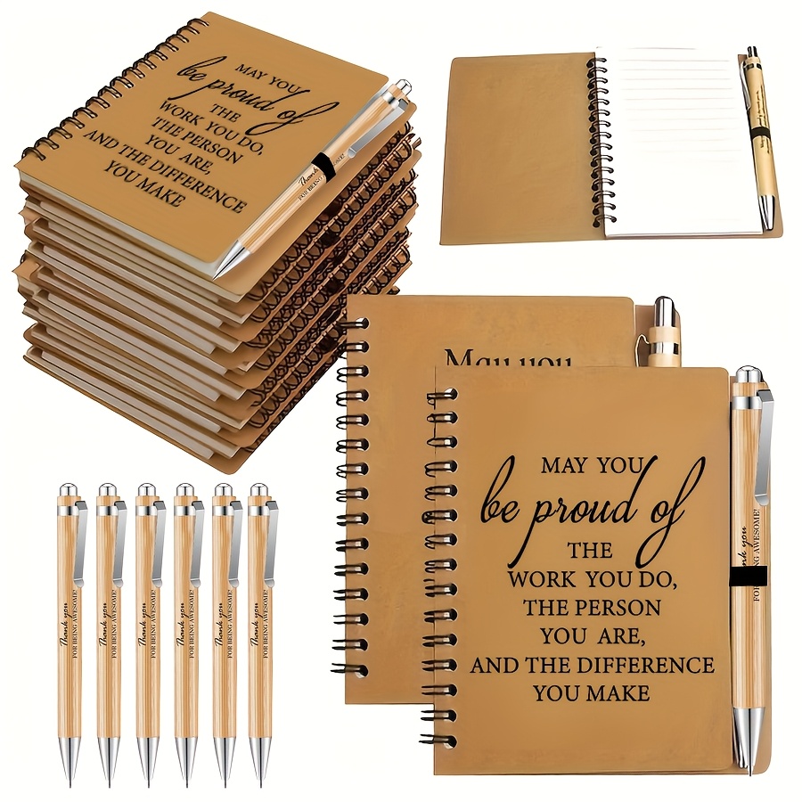 TEMU Gift For Her/him 12pcs Employee Appreciation Gift Set, Including 6 Mini Notebooks And 6 Thank You Pens, Wholesale Thank You Gifts For Christmas,