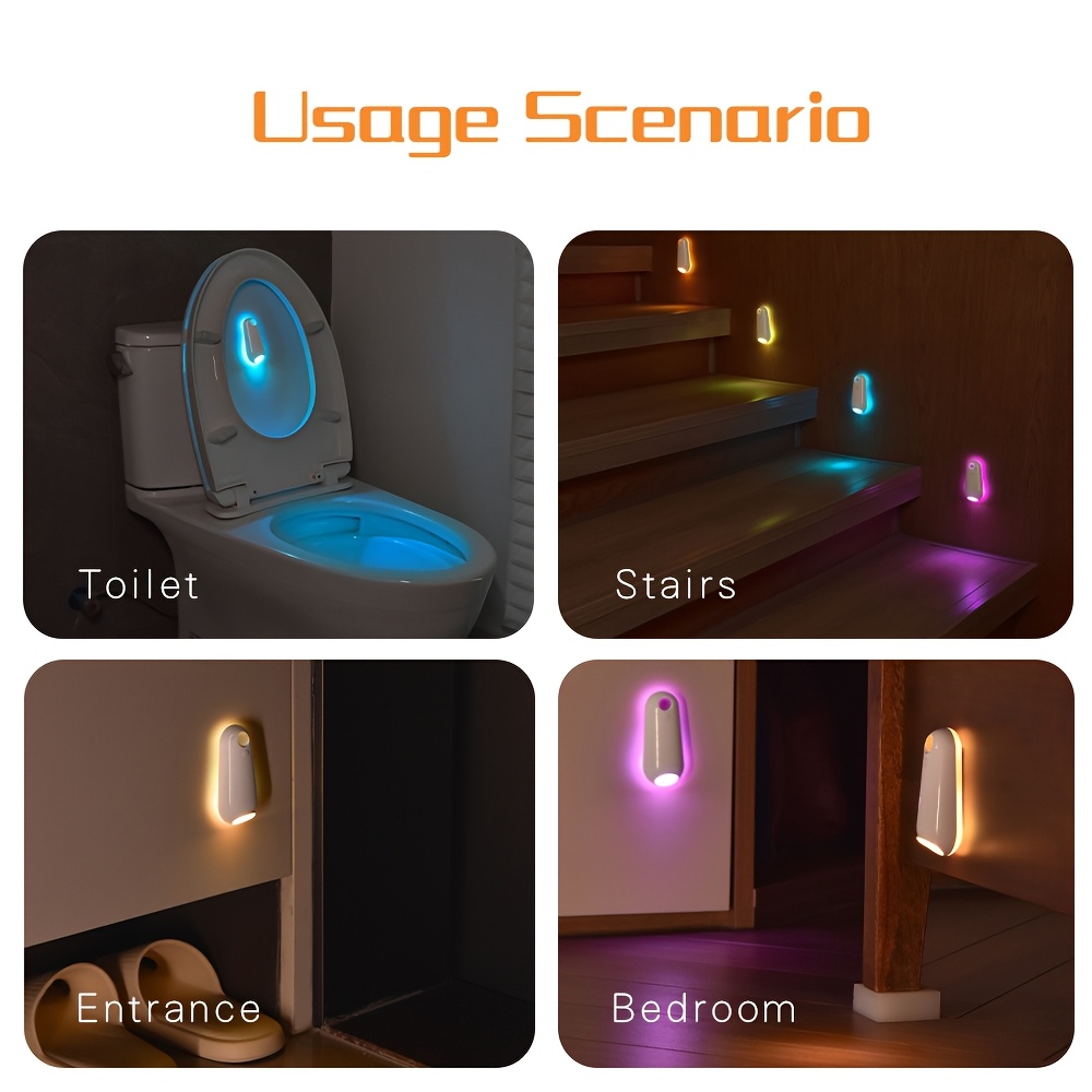 plafonnier abs à détection de mouvement (7 couleurs), lumière pour toilettes, & montage rapide. éclairage par pas pour escaliers/toilettes/chambre, ambiance et cadeau Détails du produit 9