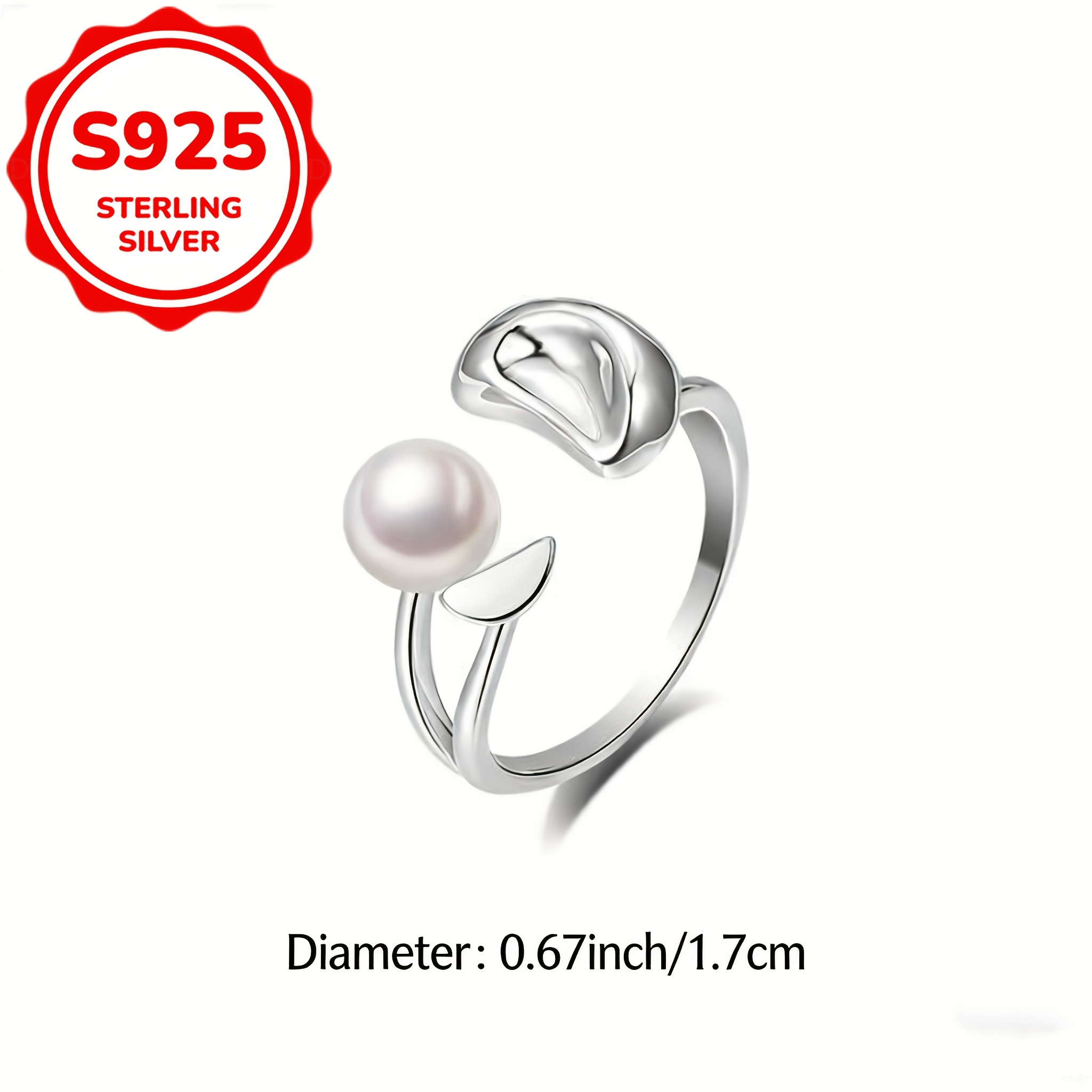 Women's S925 Pure Irregular Bean Statement Ring — Adjustable