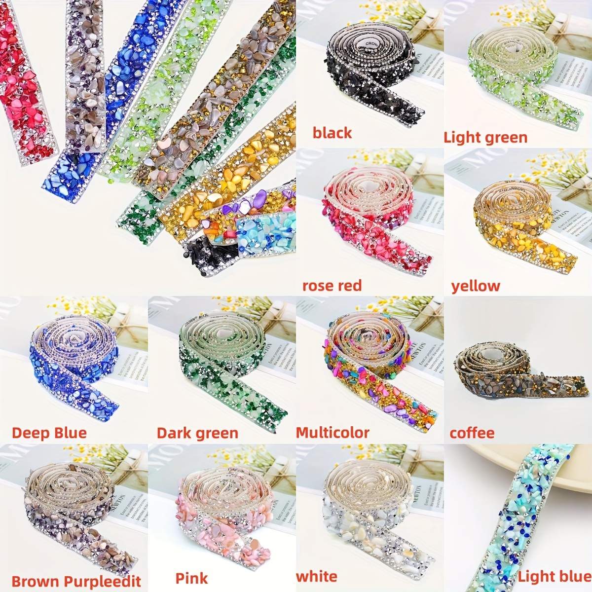 

Self-adhesive Rhinestone Ribbon Roll, 1 Yard Length X 0.78 Inch Width - Glass Rhinestone Decorative Tape For Diy Crafts, Clothing, Shoes, Bags - Jewelry Making Parts And Accessories