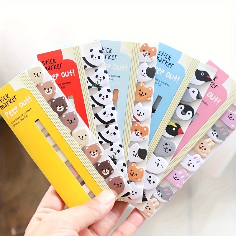 

3-piece Adorable Animal-themed Sticky Notes & Bookmarks Set - Perfect For School, Office, And Gift Pieceaging