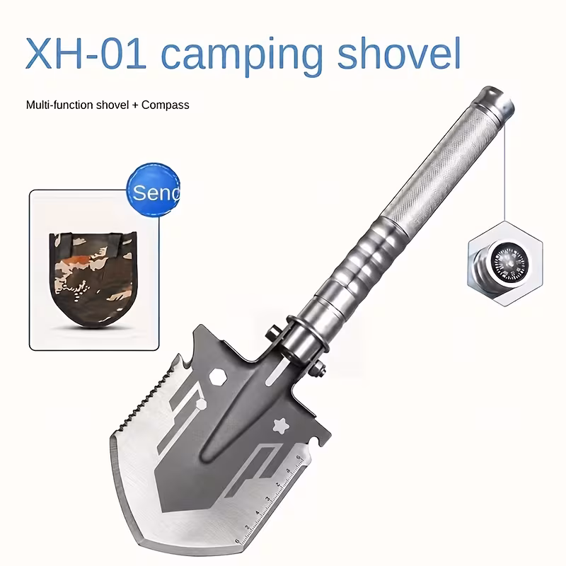 folding life saving shovel multi purpose camping shovel high carbon steel shovel compact trenching tool for hiking camping off road and emergency Product details 0