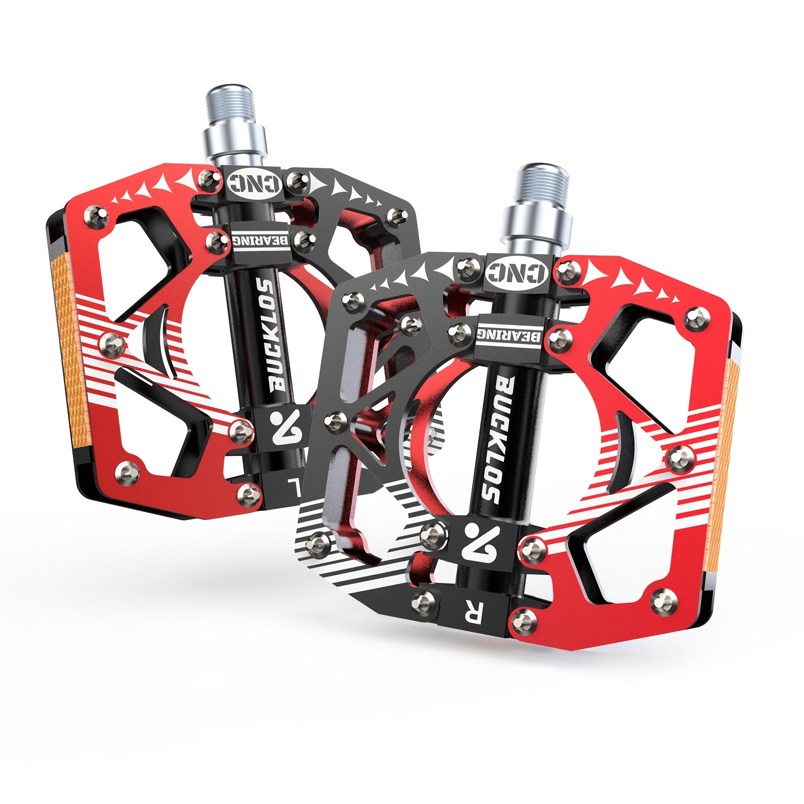 TEMU Bucklos Mtb Bike Flat Pedals With Reflectors, Large Platform Mountain Non Slip Cnc Aluminum Alloy Bicycle Pedals Sealed Bearing 9/16" Adult