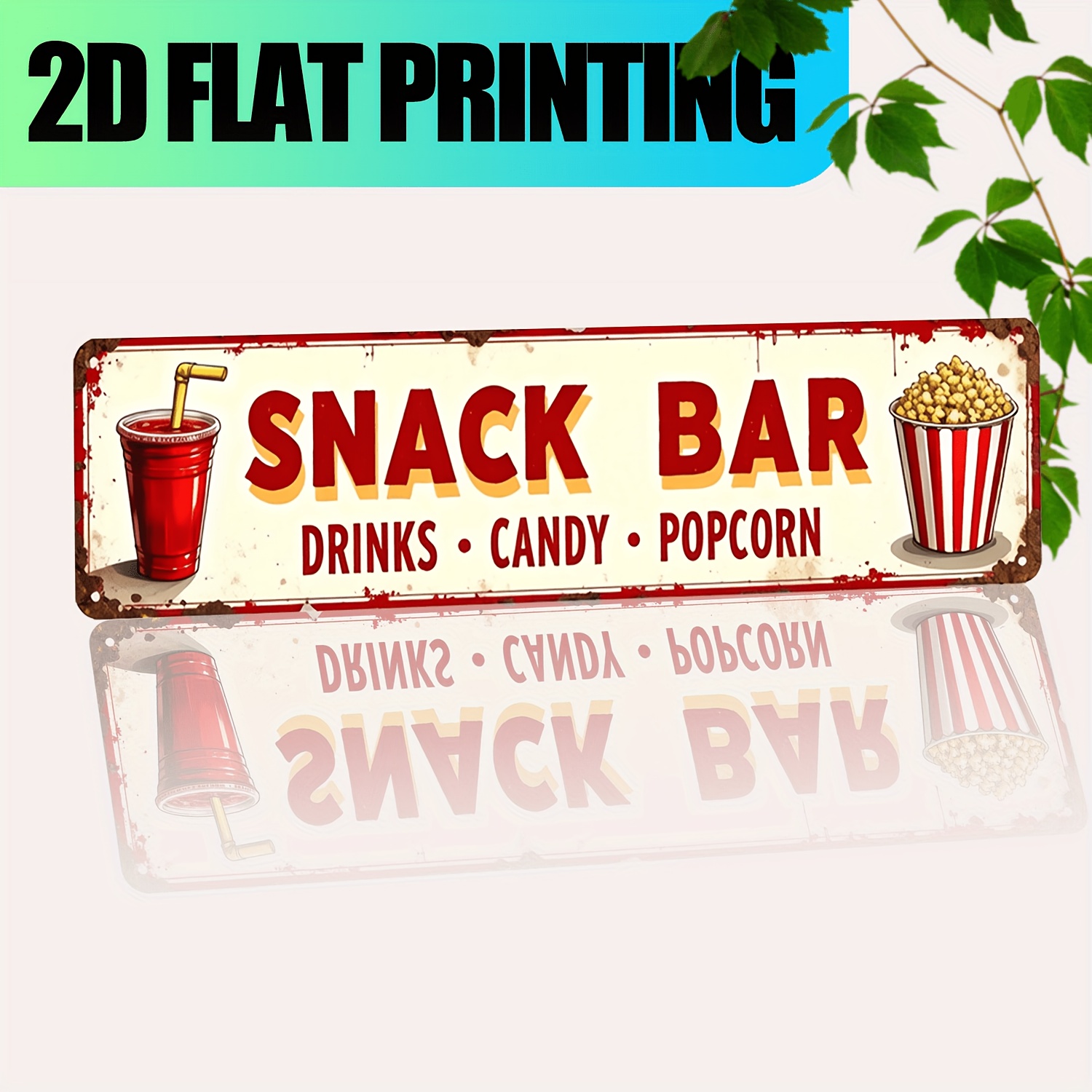 TEMU Panneau de snack bar vintage plat 2D - Décoration rustique en aluminium pour stand de et de bonbons, à monter au mur , , la ferme - Panneau plat