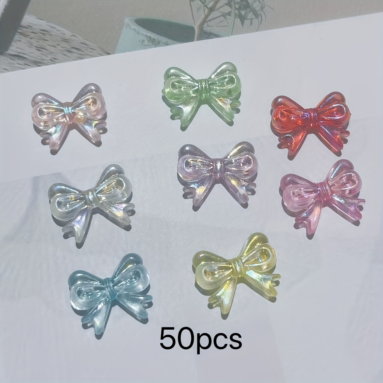 TEMU 50pz Perline Acriliche Multicolore Trasparenti AB Iridescenti a Forma di , Colori Misti Casuali, Adatte per Braccialetti, Collane, Aggiunte per