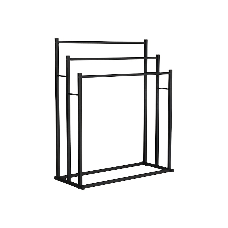 TEMU 3-tier Freestanding Towel Rack Heavy-duty Carbon Steel Bathroom Towel Holder With Wide Base & Vertical - No Drill Assembly Suitable For Bath,