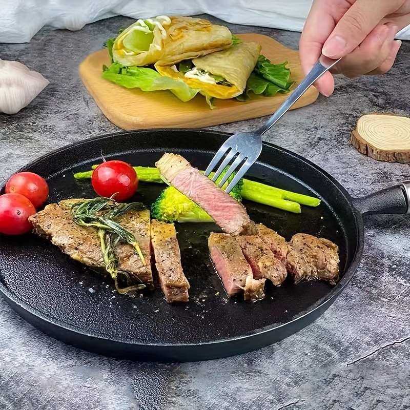 1pc   thick cast iron non stick frying pan with wooden handle   omelets pancakes   steak frying pan essential kitchen cookware for effortless cooking 6