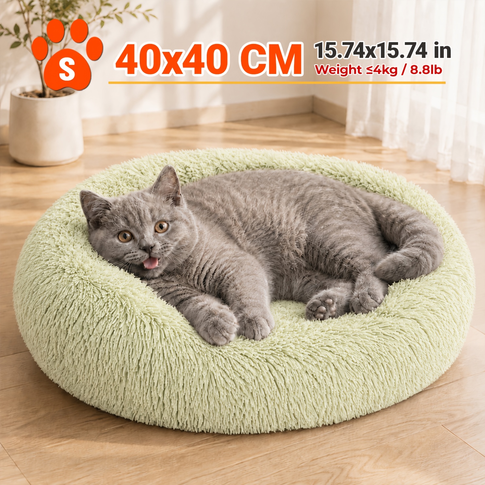 TEMU Cama para gatos tipo de varios tamaños, sofá largo de felpa para mascotas, cama tipo esponjosa para mascotas, cama y acogedora para dormir en