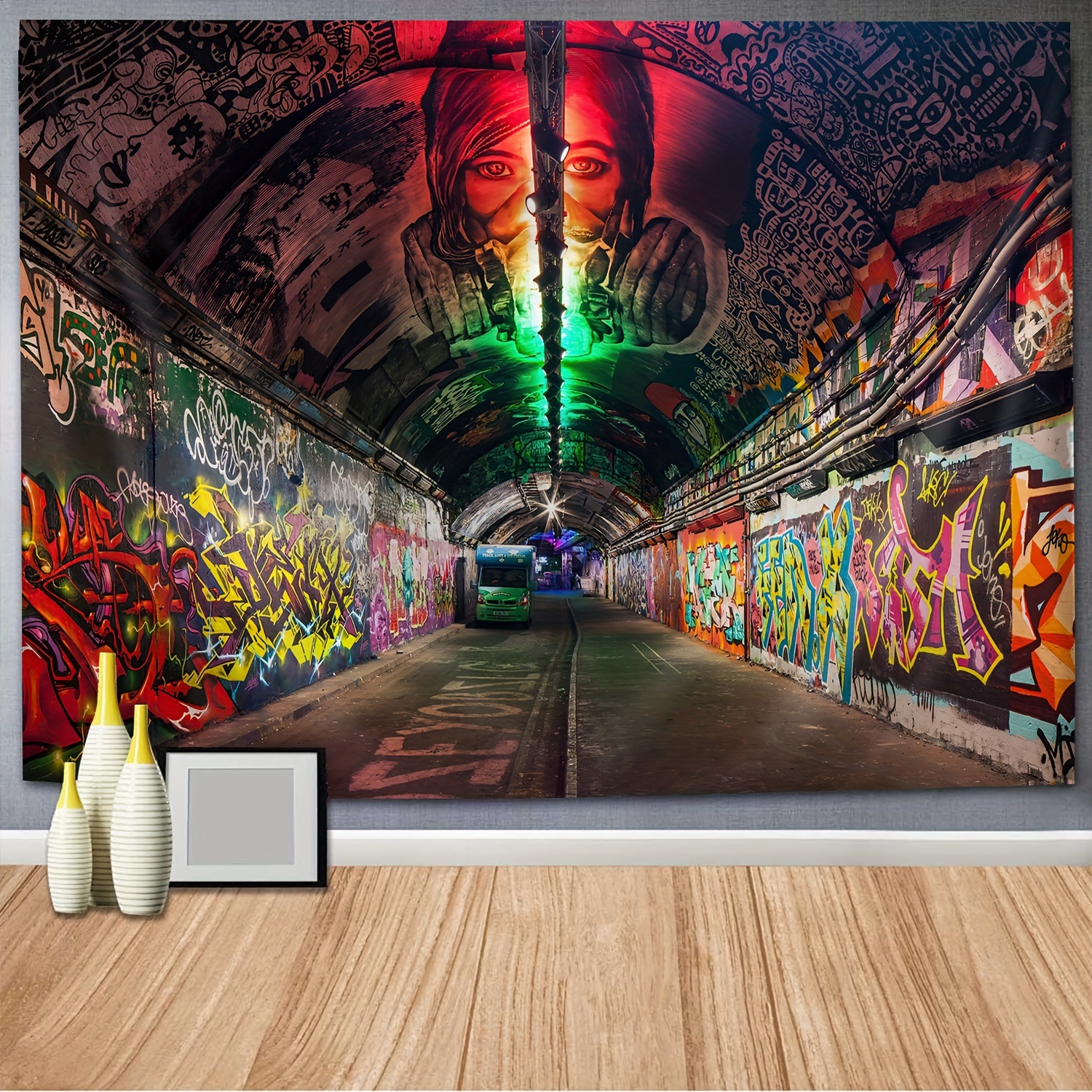 

1pc Street Graffiti Pattern Tapestry, Polyester Tapestry, Wall Hanging For Living Room Bedroom Office, Home Decor Room Decor Party Decor, With Free Installation Package