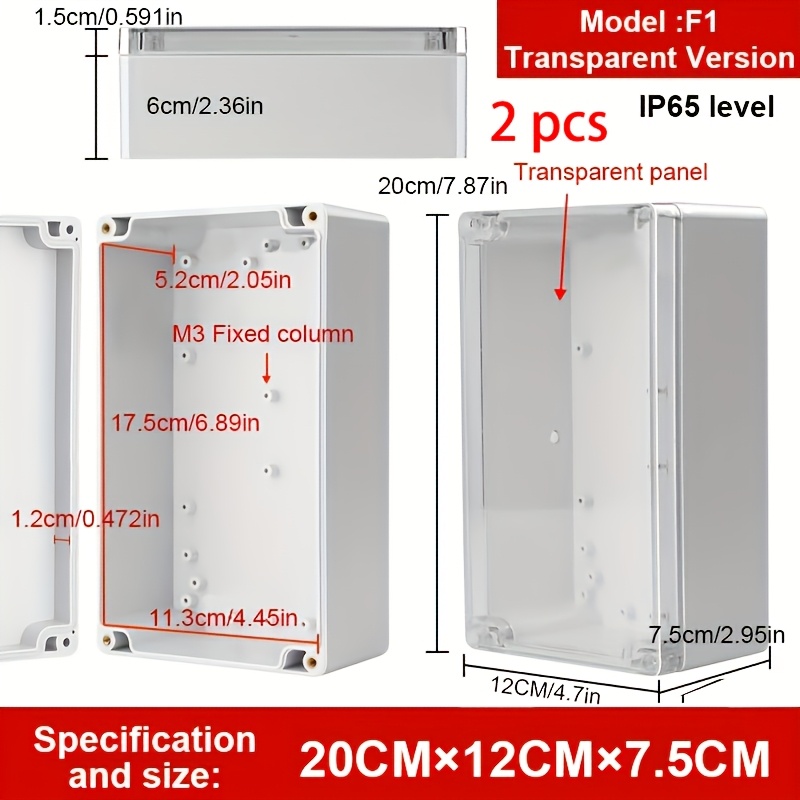 TEMU 1 pz - 2 pz Scatola di connessione in plastica, scatola elettrica per esterni, scatola di giunzione universale per progetti interni ed esterni