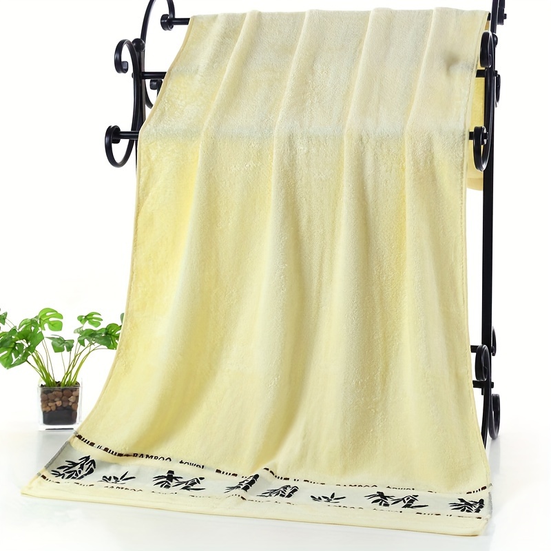 Ensemble de Serviettes de Bain en Fibre de Bambou 3pcs / Set de Serviettes Brodées en Bambou 3pcs, Absorbantes & Séchage Rapide, Super Douces et Légères Couleur Beige, pour Salle de Bain Maison, Fournitures Idéales 70*140cm/27.5*55.1in