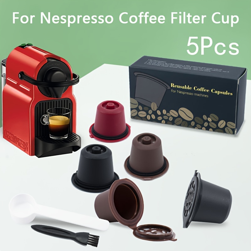 

5pcs Curved Brush Coffee Capsule Shell Recycling Shell Reusable Refill Coffee Powder Filter