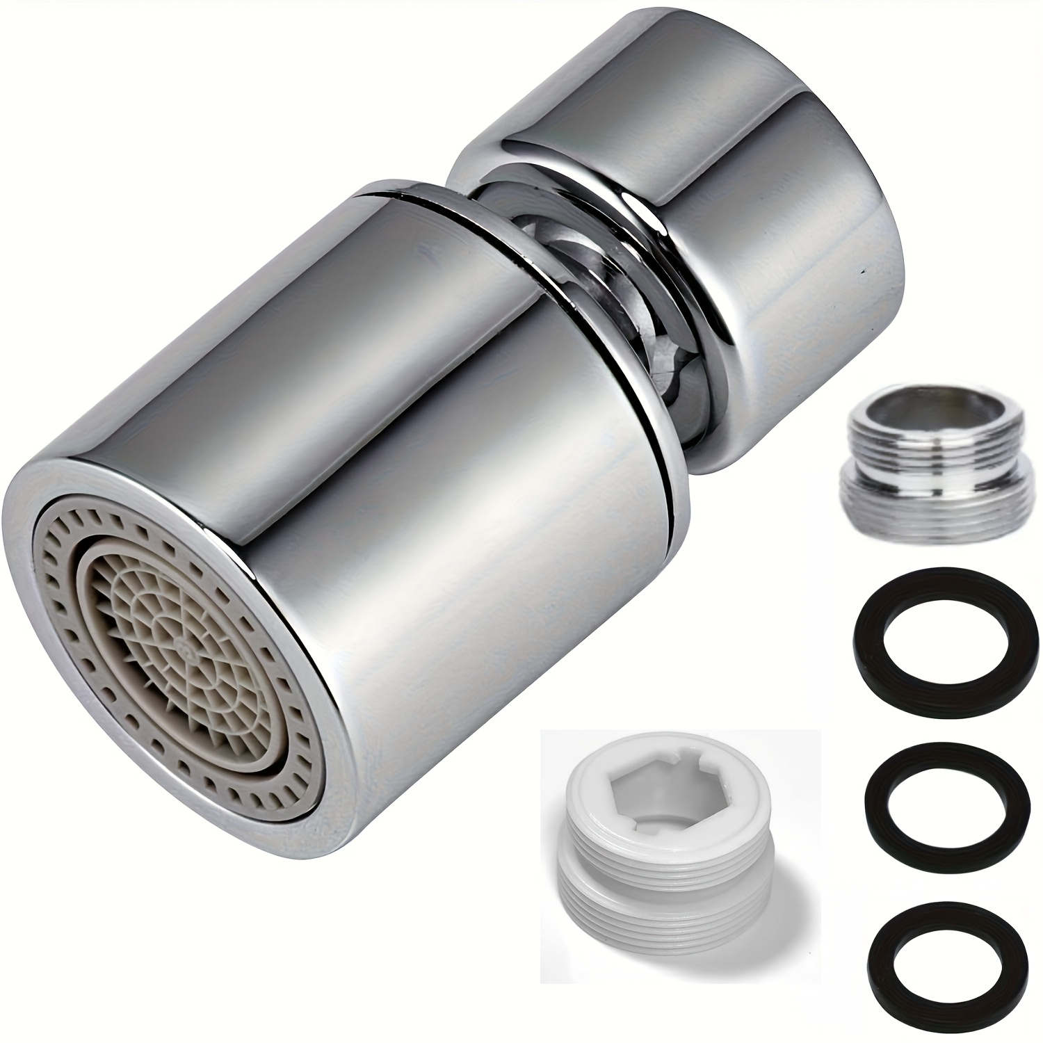 A Set Of 4 Aerator Water Purifier Adapter Kit: 1 Adapter + 1 Connector + 2 Rubber Gaskets. Dual-function Adapter, Compatible With Kitchen Spray Heads Fm22/m24