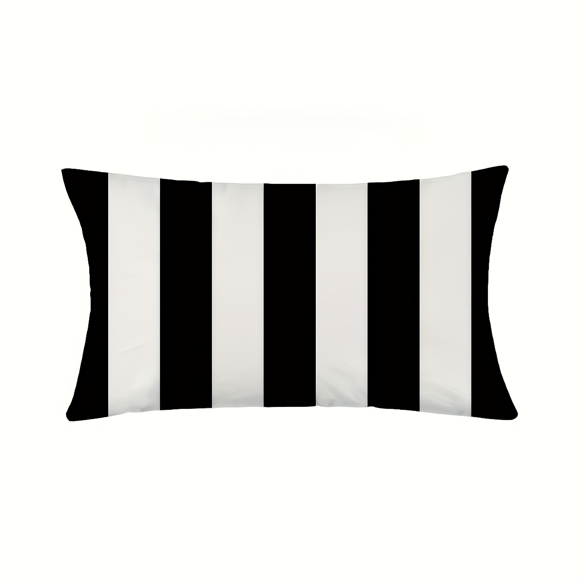 TEMU 1pc Of Double-sided Striped Black And White Short Plush Pillow Cover, Suitable For Sofa Chairs, Outdoor Gardens, And Terrace Decorative Lumbar
