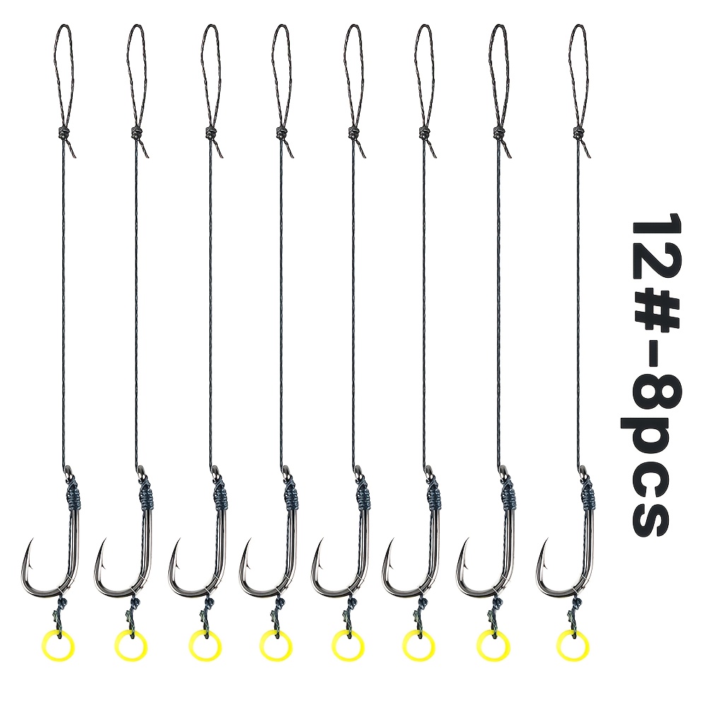 TEMU Ensemble de 8 de hameçons pour feeders Method – à cheveux pour pêche à la prêts à l'emploi avec bandes d'appât, hameçons de guide