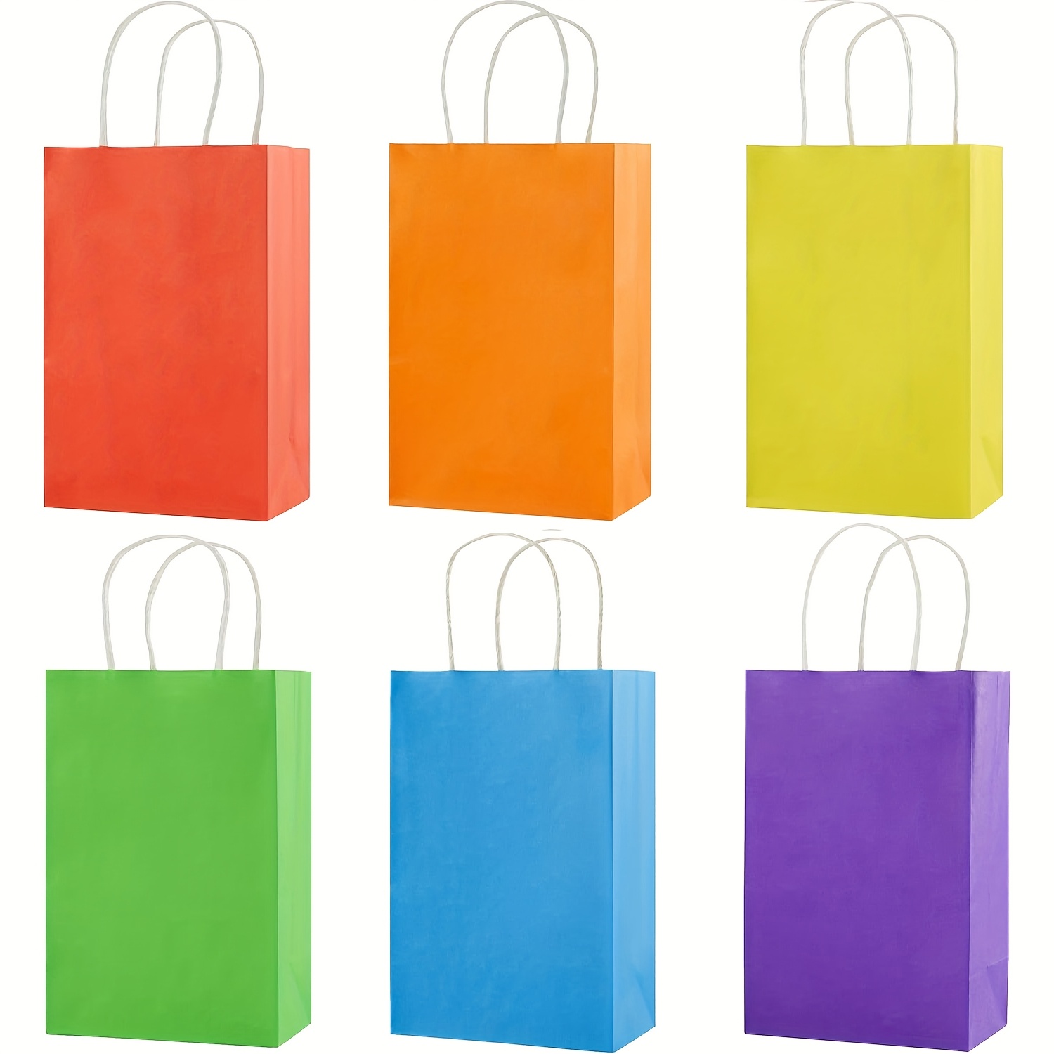 Image of 6pcs Set Of Rainbow Gift Bags With Handles, 8.6-inch Multicolor Paper Party Favor Bags, Suitable For Small Gifts. Ideal For Birthdays, Events, Classrooms, And Celebrations