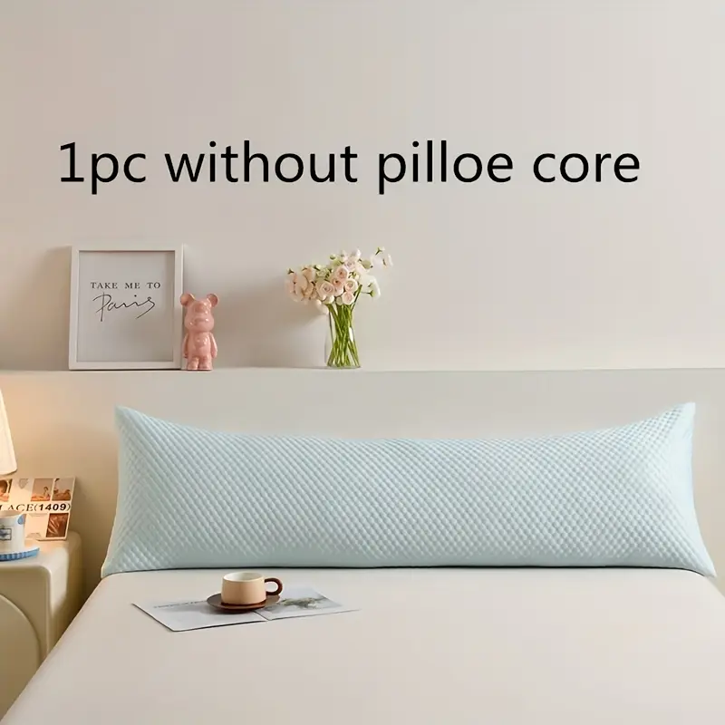 1pc light blue long pillowcase for couples cooling ice bean technology 350g heavyweight fabric no pillow core included cooling pillowcase quilted texture breathable fabric Product details 9
