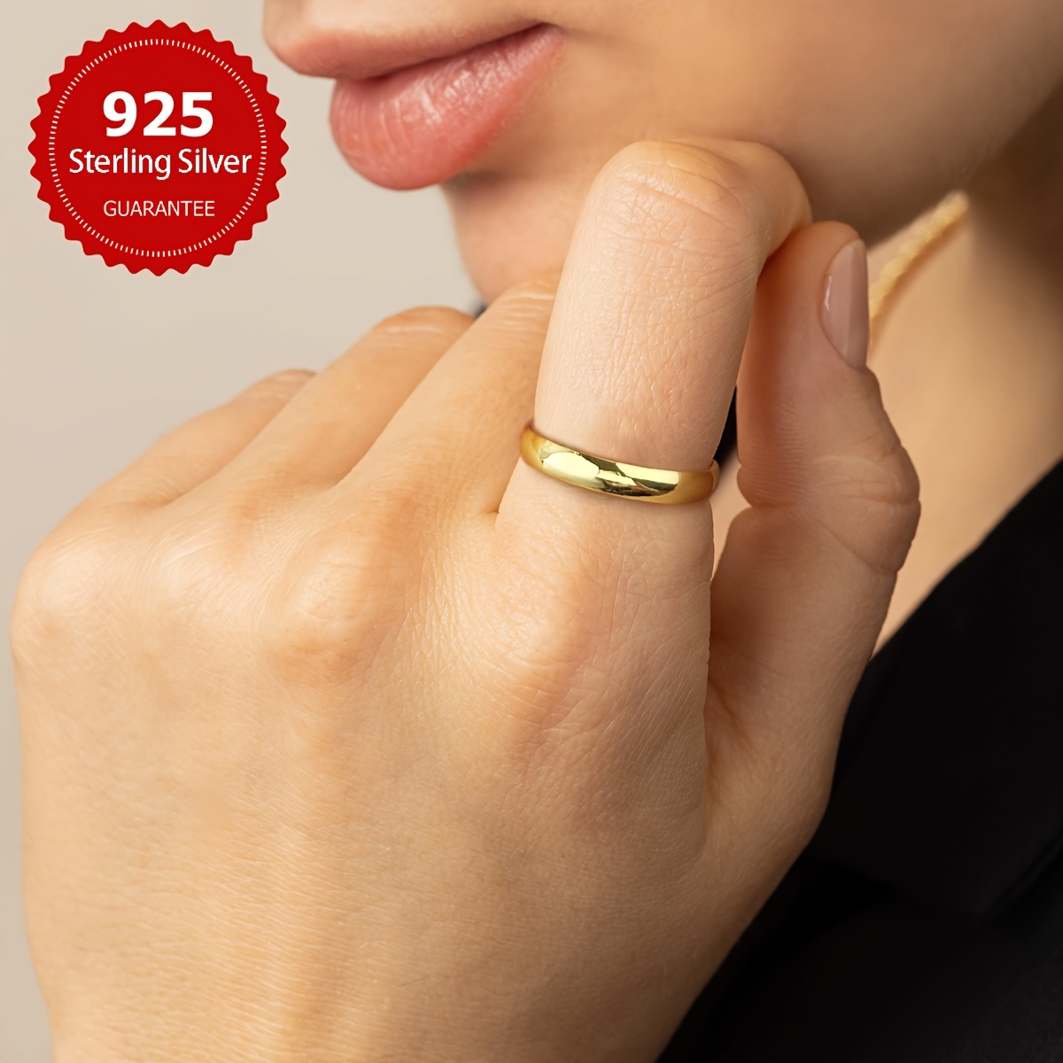 Women's 0.118inch Wide Plain Circle Ring, Engagement
