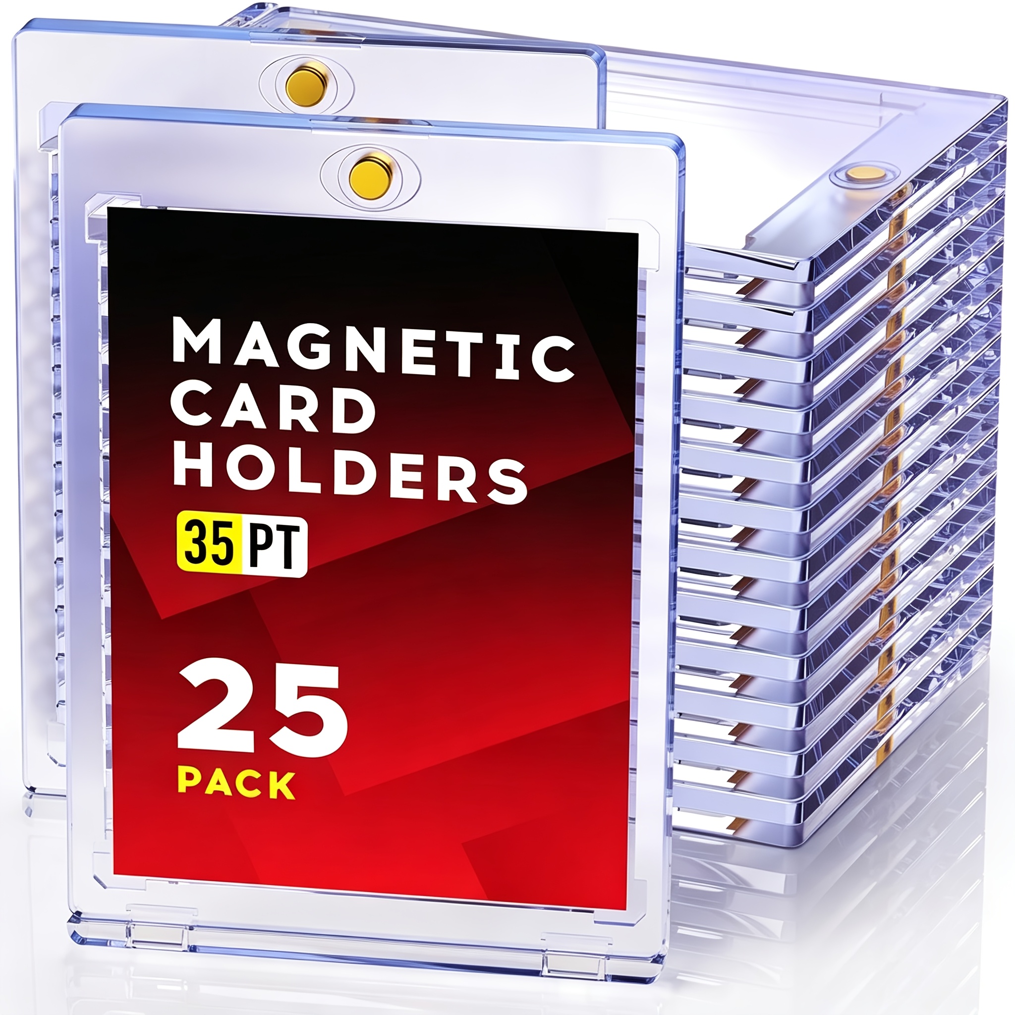 TEMU Lovfen 200ct Magnetic Card Holder 25/50/100/200/400pcs, Ultra-thin 35pt (0.17inch) Single Touch, U-v Protectors Hard Plastic For Trading Cards,
