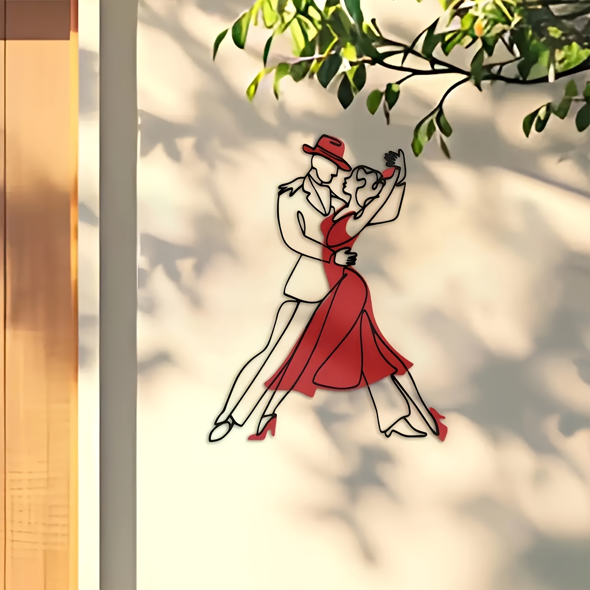 TEMU Large Dancing Couple Metal Wall Art - Elegant Gown And Red Dress Scene - Romantic Living Room Decor For Weddings, Anniversaries, Valentine's Day