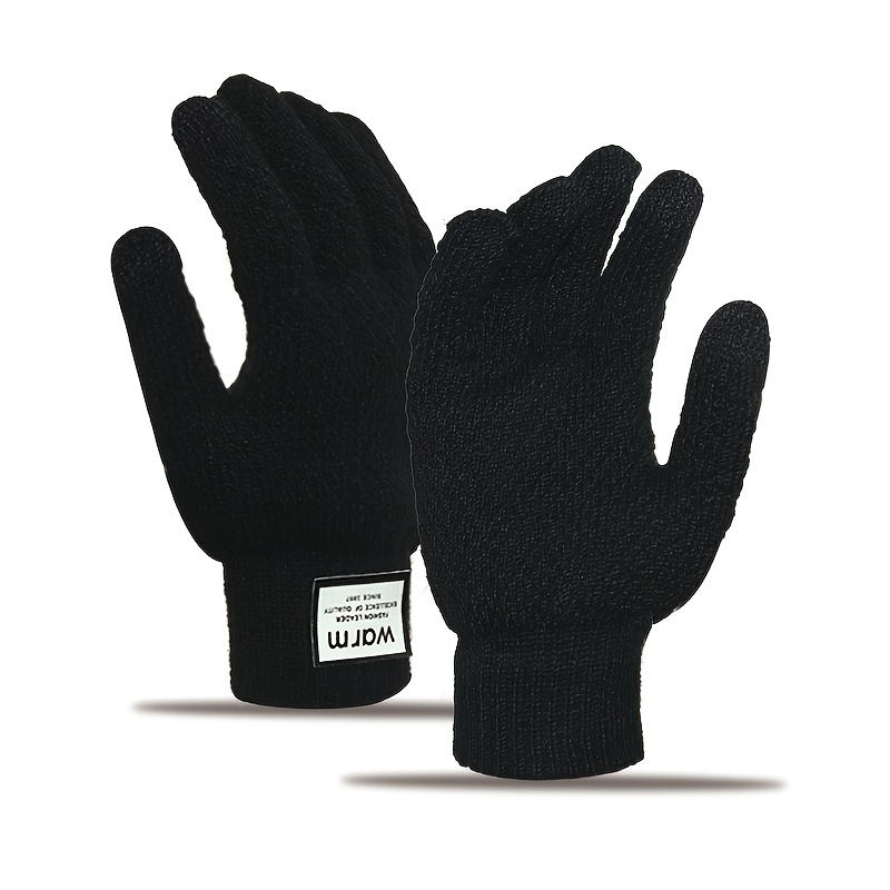Image of Gloves Warm-keeping And Cold-proof Touch Screen Men's Thickening Jacquard Warm-keeping Knitted Outdoor Cold-proof Finger In Autumn And Winter