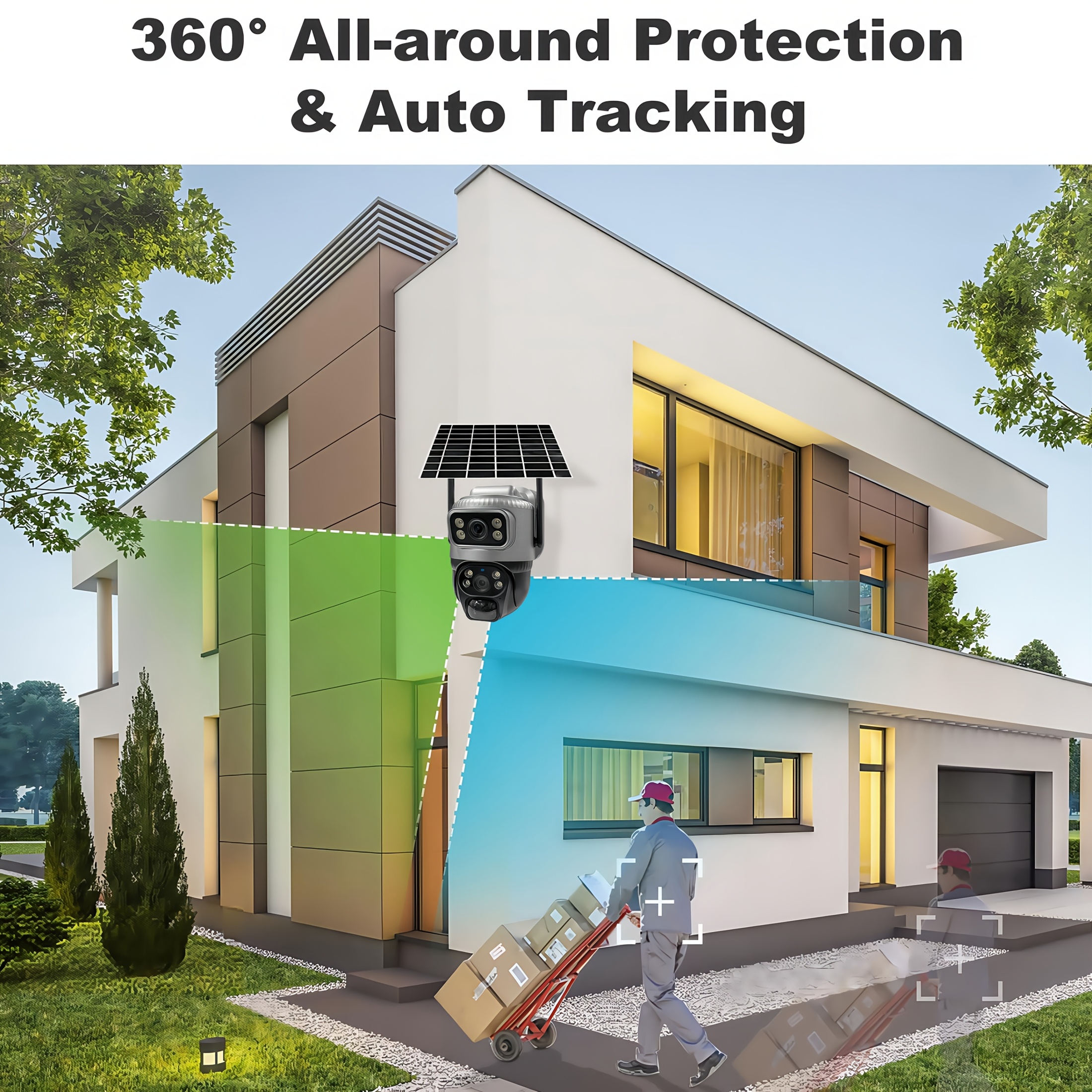 كاميرا V380 ثنائية العدسة واي فاي تعمل بالطاقة الشمسية مع كشف حركة البشر ورؤية ليلية عالية الجودة، كاميرا أمن IP 8MP بدقة 4K مع بطارية مدمجة، مراقبة CCTV، تتبع تلقائي، رؤية ليلية ملونة، دوران أفقي وشريطي 355 درجة وصعودي 90 درجة، نظام مراقبة منزلي PTZ يدعم الاتصال الصوتي ثنائي الاتجاه وتطبيق الهاتف المحمول، كشف الحركة، كاميرا HD عالية الجودة قابلة للشحن، كاميرا مراقبة WIFI