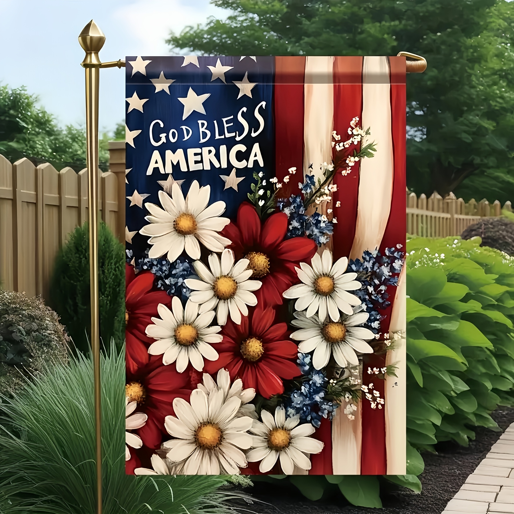 1pc polyester material god   america flag garden flag size 18x12 inches double garden flag lawn flag outdoor decorative   home decor outdoor decor yard decor flagpole not included