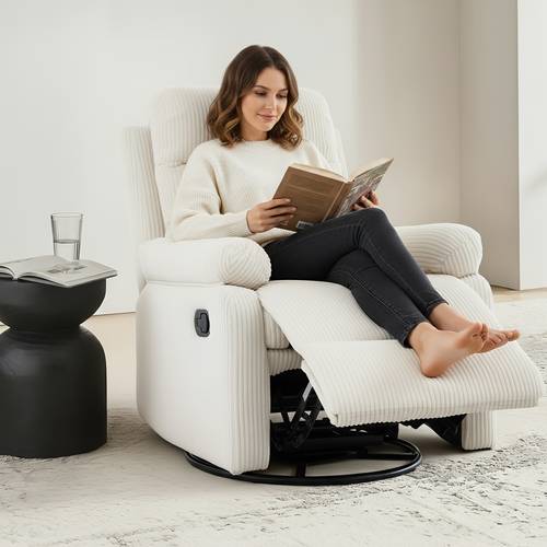 corduroy recliner swivel rocker rcliner soft chair bearing capacity ideal for living room bedroom home theater