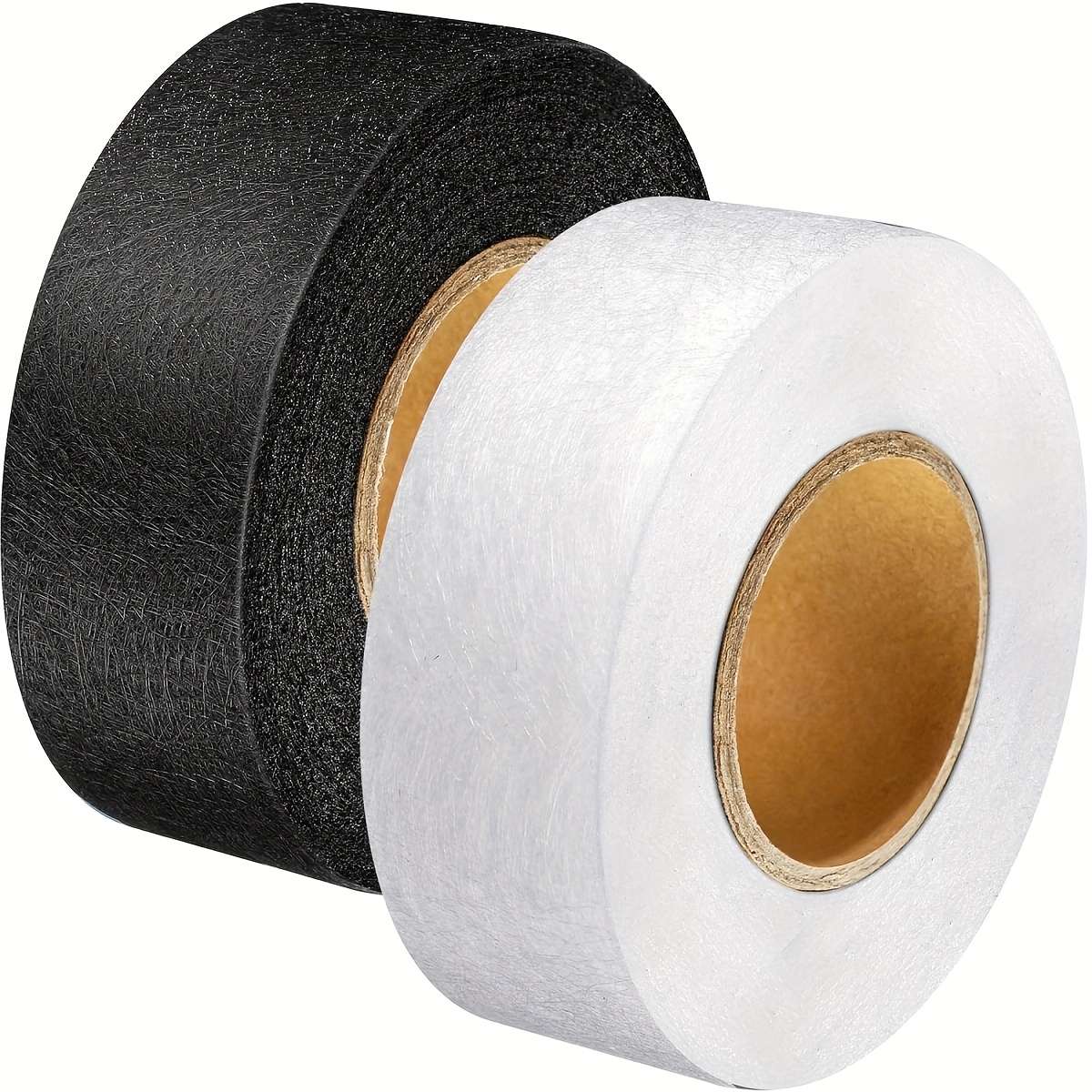 TEMU 2.5cmx24m/roll, 2 Rolls Of Fabric Adhesive Tape Hemming Iron-on Tape, Each Roll Is 24m Long, Black And White